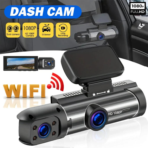 Cámara de Salpicadero WiFi Doble Lente 1080P Full HD con Visión Nocturna – Delantera y Trasera